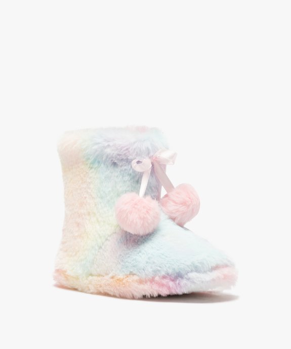 Chaussons fille boots en matière peluche arc-en-ciel vue2 - GEMO 4G FILLE - GEMO
