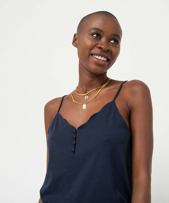 Débardeur femme avec décolleté en V et petits boutons vue2 - GEMO 4G FEMME - GEMO