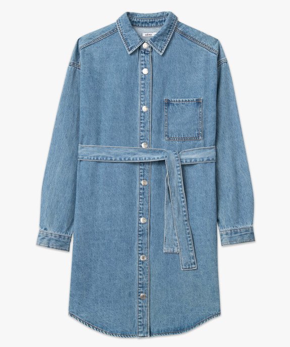 Robe femme en jean boutonnée sur l’avant avec ceinture vue4 - GEMO(FEMME PAP) - GEMO
