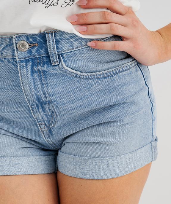 Short en toile denim coupe mom femme vue2 - GEMO 4G FEMME - GEMO