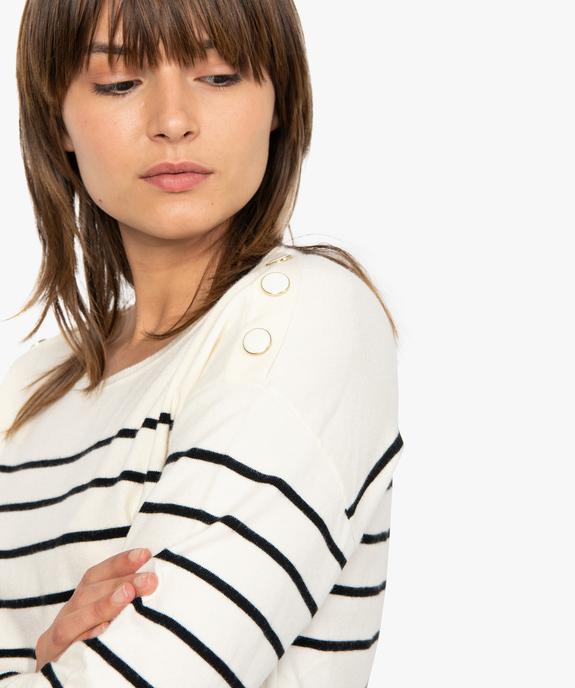 Pull femme  marinière en maille fine et douce vue2 - GEMO(FEMME PAP) - GEMO
