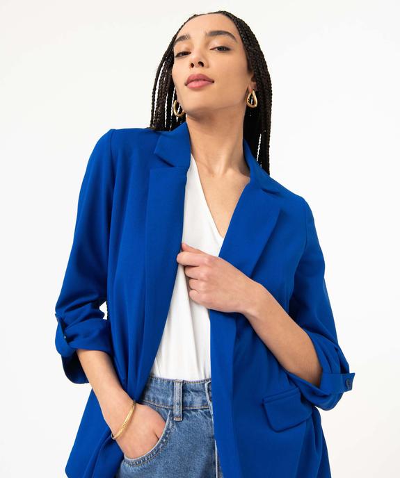 Veste droite en maille stretch manches 3/4 unie femme vue1 - GEMO(FEMME PAP) - GEMO