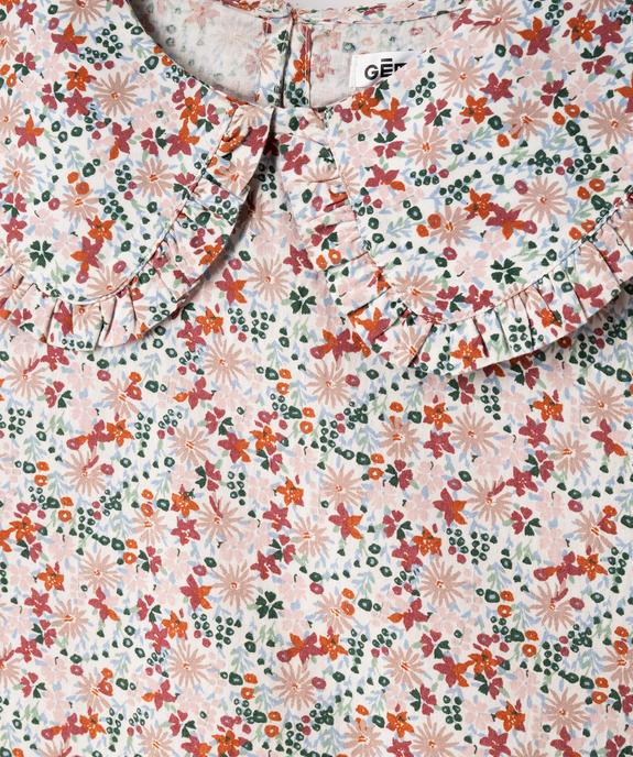 Chemise à motifs fleuris avec grand col Claudine fille vue2 - GEMO (ENFANT) - GEMO