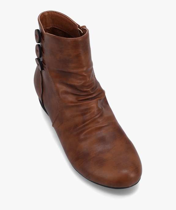 Bottines femme unies à talon plat et dessus drapé vue5 - G'FLEX - GEMO