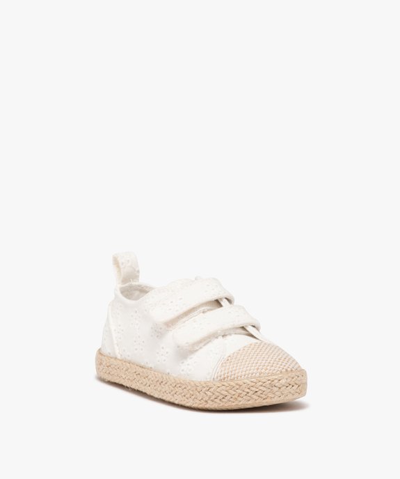 Baskets fille en toile unie avec semelle corde style bohème vue2 - GEMO 4G FILLE - GEMO