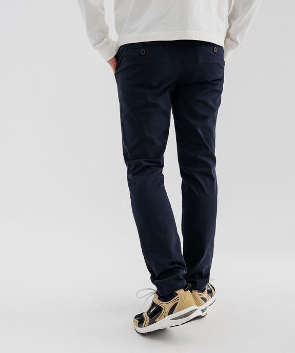 Pantalon chino coupe slim en toile de coton stretch au coloris unique homme vue3 - GEMO 4G HOMME - GEMO