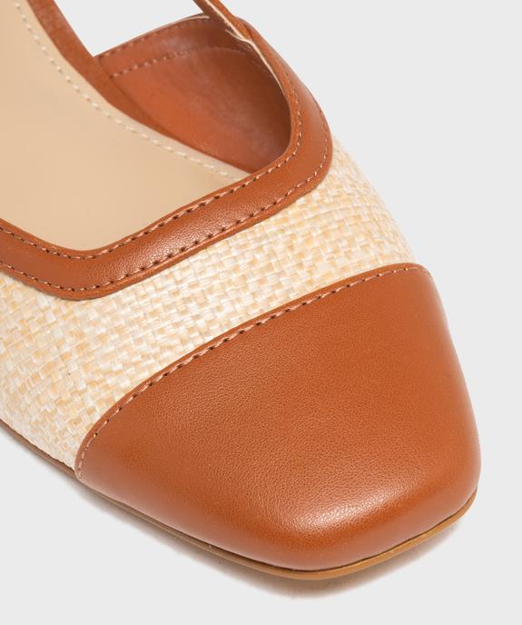 Escarpins slingback à talon plat bimatières femme - Follow Me vue6 - FOLLOW ME - GEMO