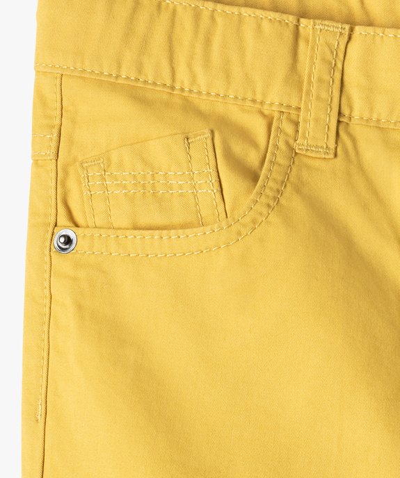 Bermuda garçon en coton twill uni à revers vue4 - GEMO 4G GARCON - GEMO