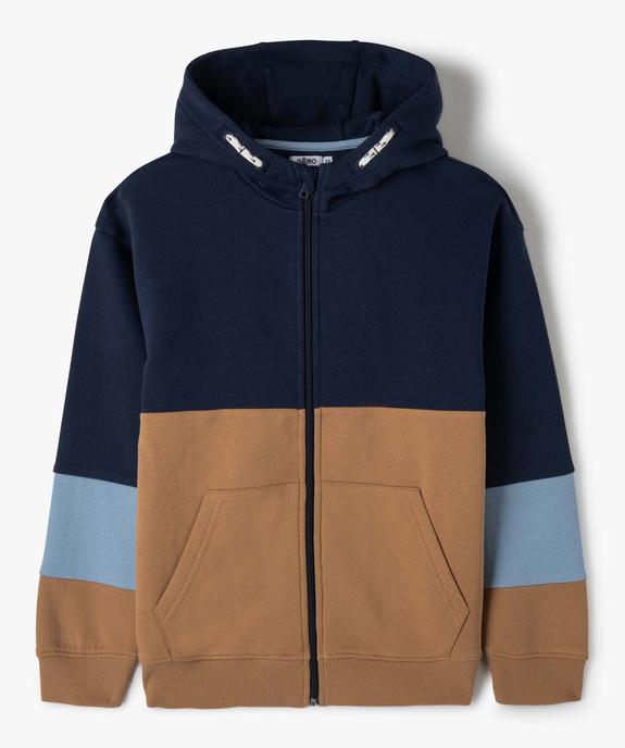 Sweat garçon zippé à capuche tricolore vue2 - GEMO (JUNIOR) - GEMO