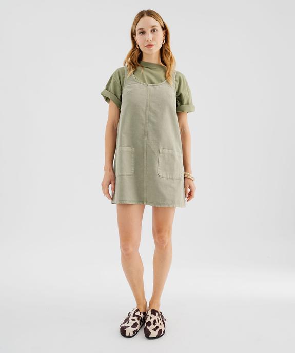 Robe courte en toile denim colorée femme vue4 - GEMO(FEMME PAP) - GEMO