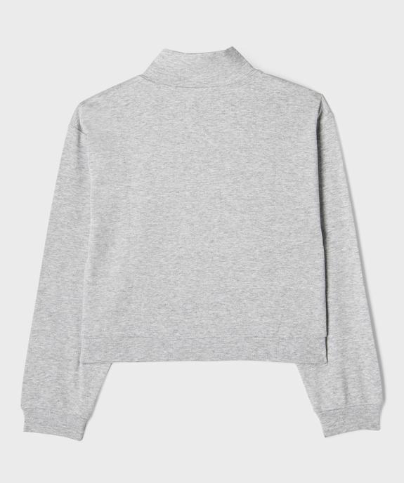 Sweat à col camionneur zippé coupe loose en maille extensible fille vue3 - GEMO 4G FILLE - GEMO