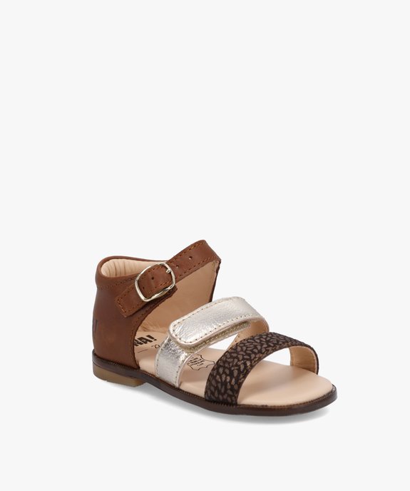 Sandales bébé fille à scratch dessus cuir métallisé – NA! vue2 - NA! - GEMO