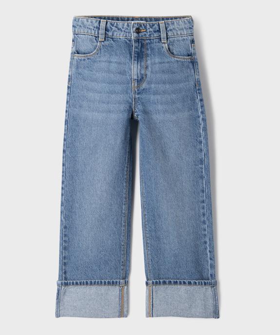Jean straight à taille réglable en denim 100% coton fille vue2 - GEMO 4G FILLE - GEMO