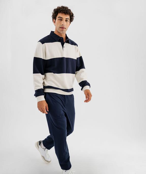 Sweat à rayures avec col chemise homme vue4 - GEMO (HOMME) - GEMO