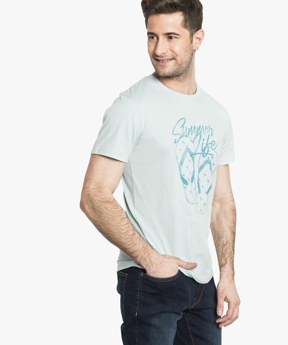 Tee-shirt manches courtes à imprimé tongs vue1 - GEMO (HOMME) - GEMO