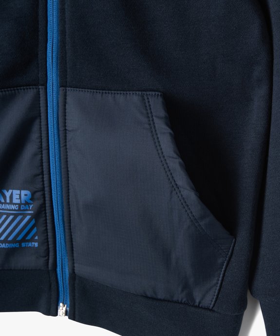 Sweat garçon zippé bimatière à capuche vue2 - GEMO (ENFANT) - GEMO