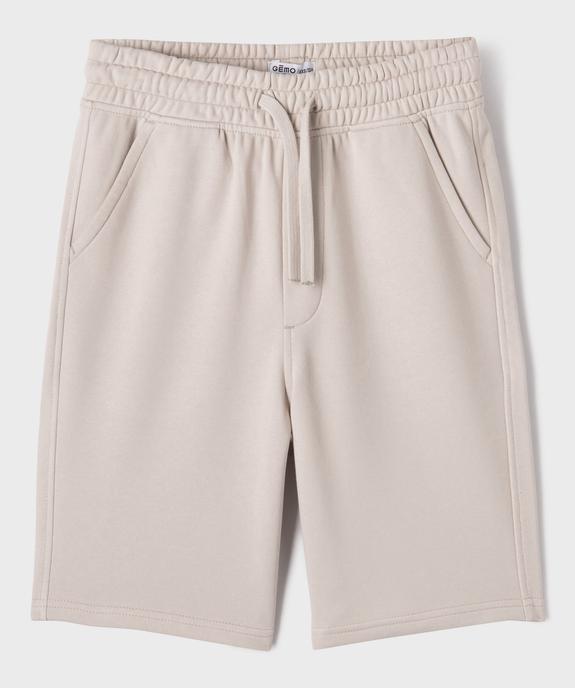 Bermuda uni en maille French Terry avec ceinture ajustable garçon vue1 - GEMO 4G GARCON - GEMO