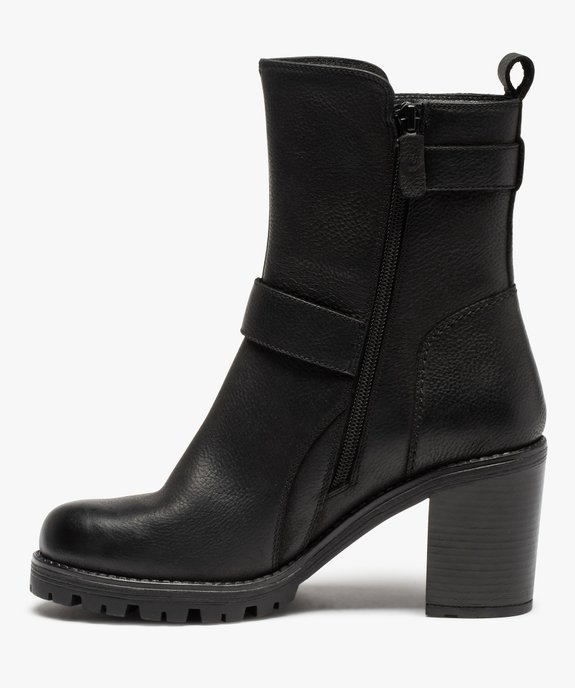 Boots femme à talon large dessus cuir uni - Tanéo vue4 - TANEO - GEMO