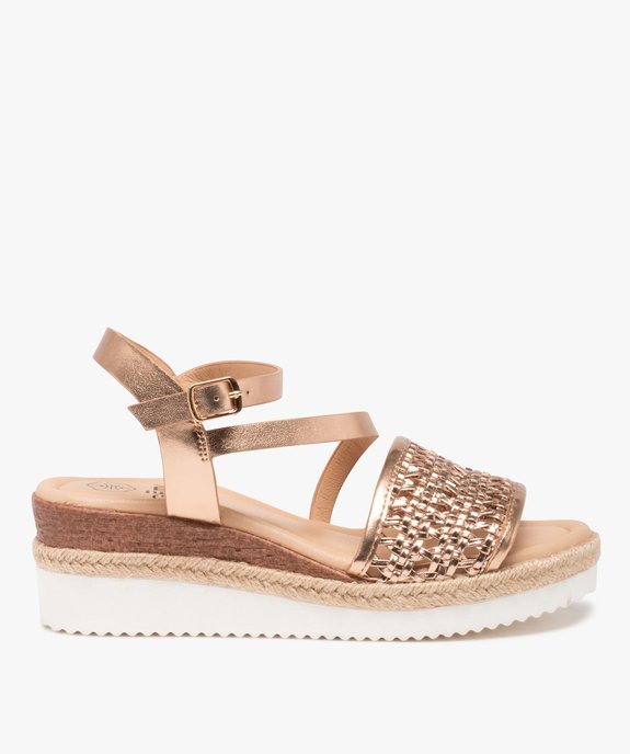 Sandales femme compensées à large bride tressée vue1 - GEMO(URBAIN) - GEMO