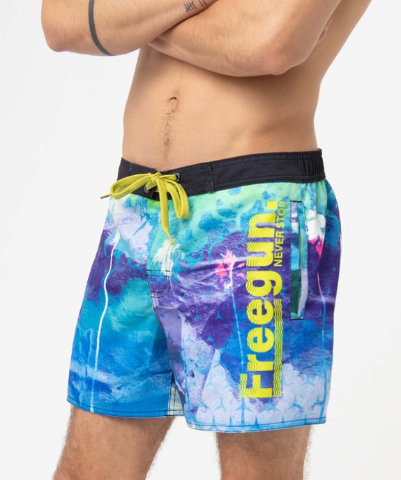 Short de bain homme détails fluo - Freegun vue2 - FREEGUN - GEMO