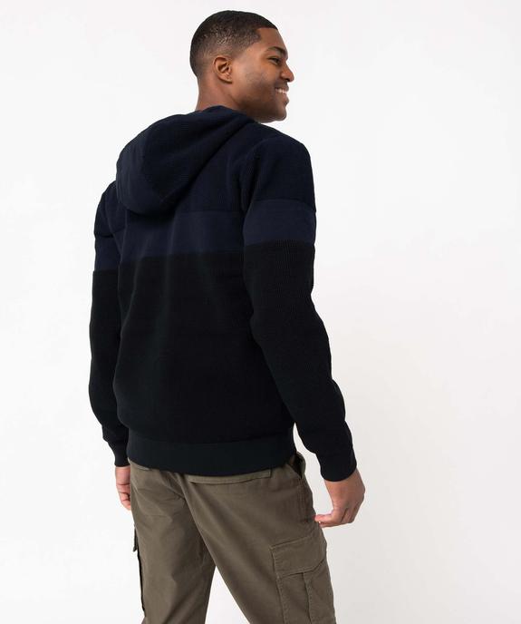 Gilet homme zippée à capuche en maille fantaisie doublé polaire vue3 - DISSIDENT - GEMO