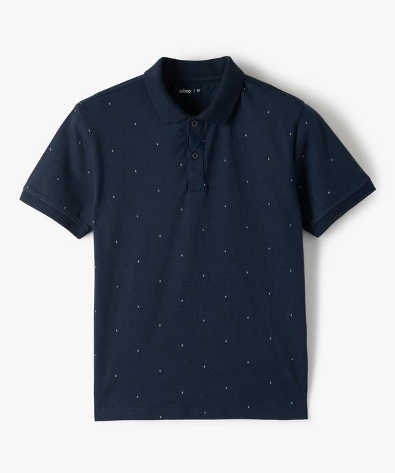 Polo garçon à manches courtes à micro-motifs vue1 - GEMO (JUNIOR) - GEMO