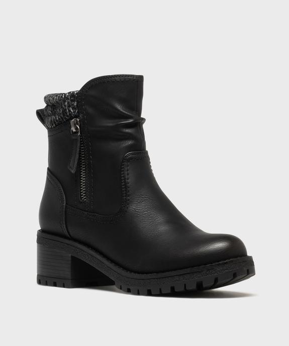 Boots à talon, semelle crantée et col en grosse maille femme vue2 - VALENTINA BALDA - GEMO