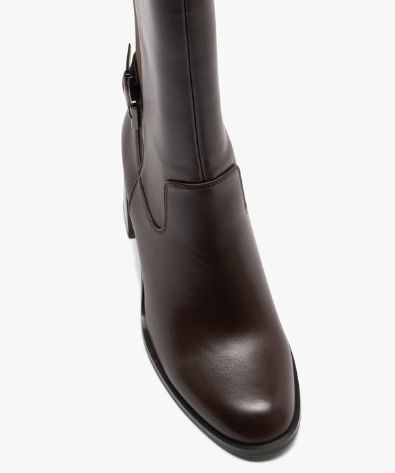 Bottes femmes unies à talon carré évasé avec tige élastique  vue5 - GEMO(URBAIN) - GEMO