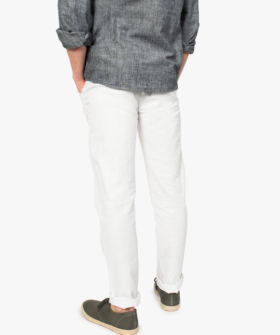 Pantalon homme straight en lin mélangé à taille élastiquée vue3 - GEMO (HOMME) - GEMO