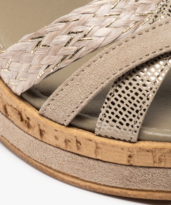 Sandales femme à talon compensé et brides cuir - Tanéo  vue6 - TANEO - GEMO