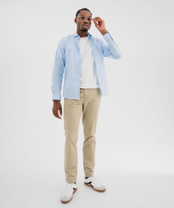 Chemise unie coupe slim en coton stretch homme vue10 - GEMO 4G HOMME - GEMO