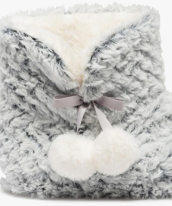 Chaussons boots fourrées avec pompons décoratifs femme vue6 - GEMO(HOMWR FEM) - GEMO