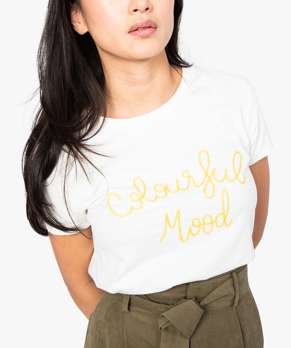 Tee-shirt femme avec inscription brodée sur l'avant vue2 - GEMO(FEMME PAP) - GEMO