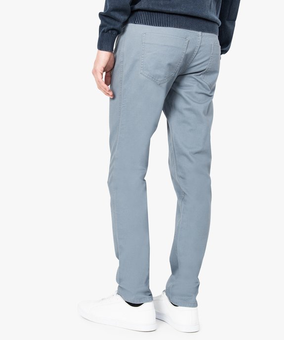 Pantalon homme 5 poches coupe regular en toile unie vue3 - GEMO (HOMME) - GEMO