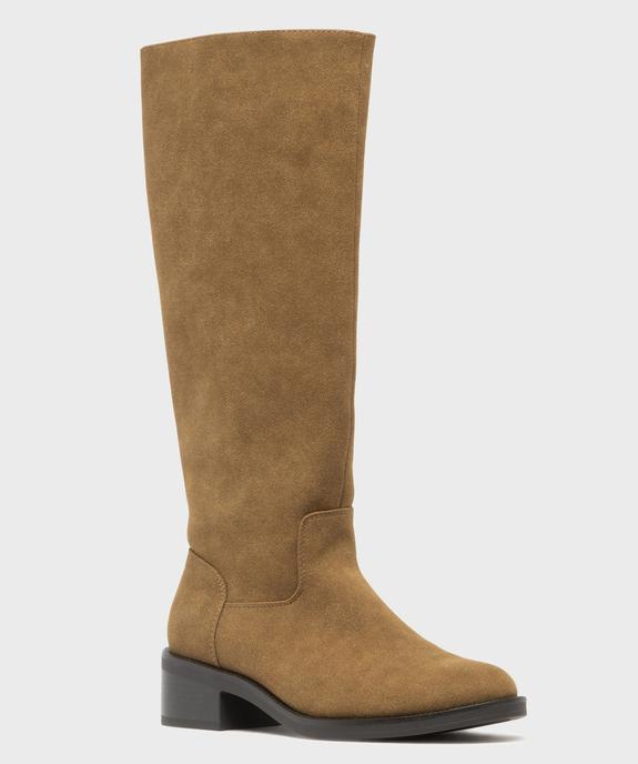 Bottes en suédine à petit talon femme vue4 - FOLLOW ME - GEMO