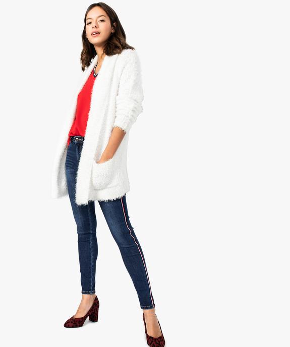 Gilet femme col châle porté ouvert en maille duveteuse vue5 - FOLLOW ME - GEMO