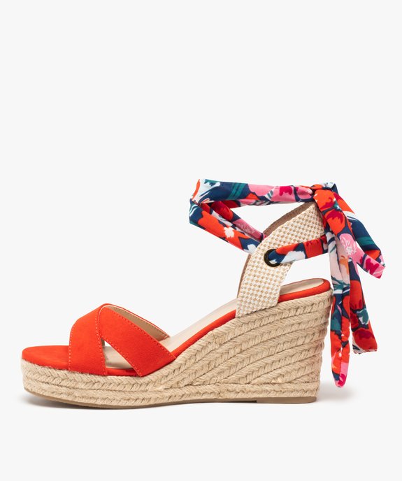 Sandales femme à talon compensé et lacet foulard vue3 - GEMO(URBAIN) - GEMO