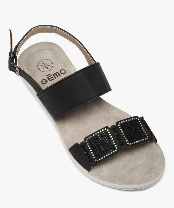 Sandales femme plates dessus uni à strass vue5 - GEMO (CASUAL) - GEMO