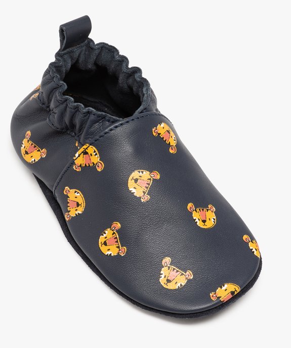 Chaussons bébé garçon en cuir imprimé et col élastiqué vue5 - GEMO (ENFANT) - GEMO