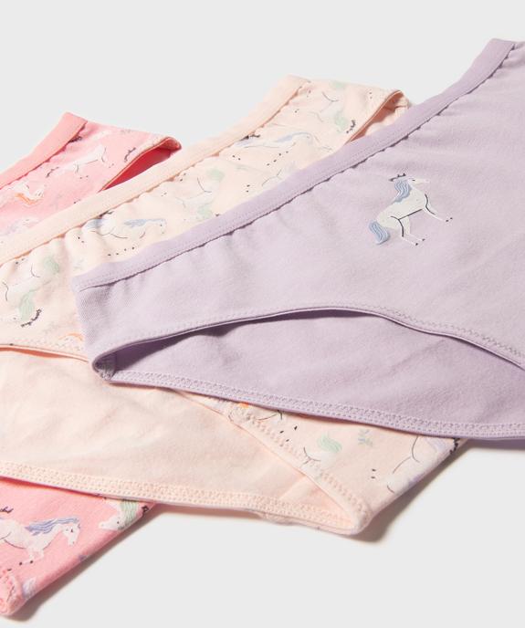 Culottes en coton stretch à motifs poneys fille (lot de 3) vue2 - GEMO 4G FILLE - GEMO