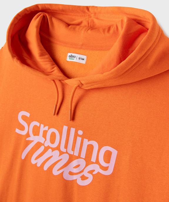 Sweat à capuche en molleton imprimé fille vue2 - GEMO 4G FILLE - GEMO
