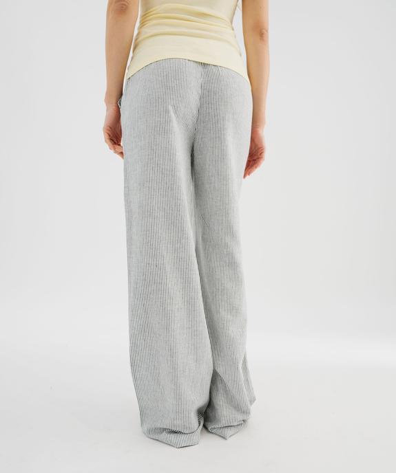 Pantalon large à rayures en viscose et lin femme vue3 - GEMO 4G FEMME - GEMO