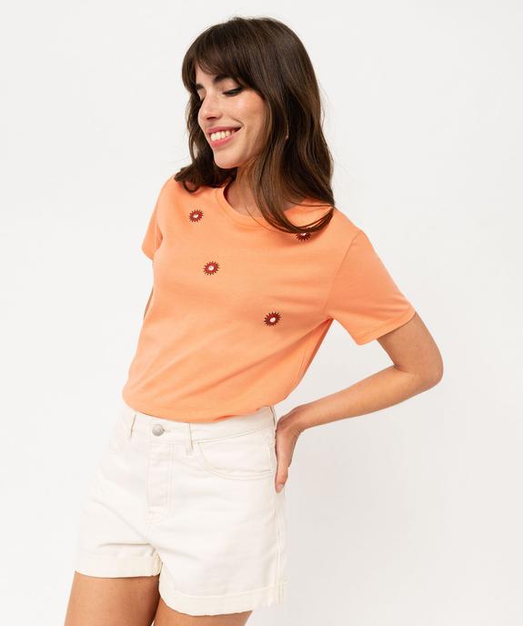 Tee-shirt manches courtes à motifs brodés femme vue1 - GEMO(FEMME PAP) - GEMO