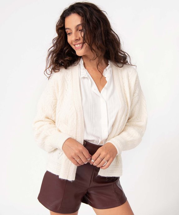 Gilet femme en maille ajourée sans boutons vue2 - GEMO(FEMME PAP) - GEMO