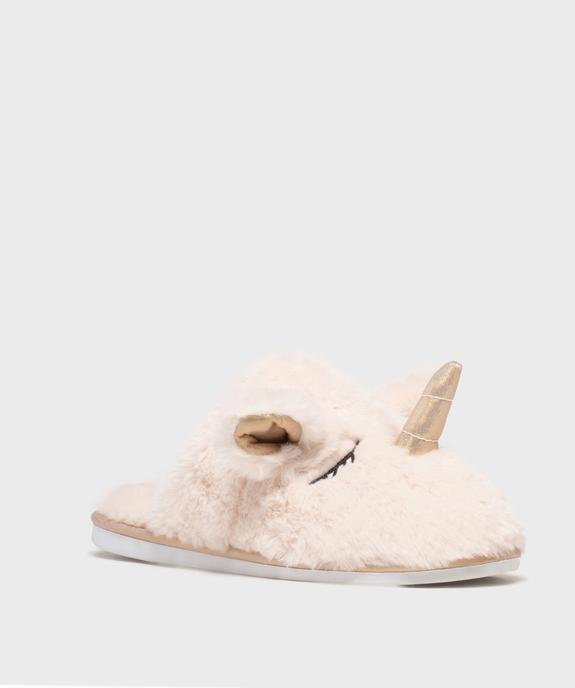 Chaussons mules en fourrure imitation forme licorne femme vue1 - GEMO 4G FEMME - GEMO