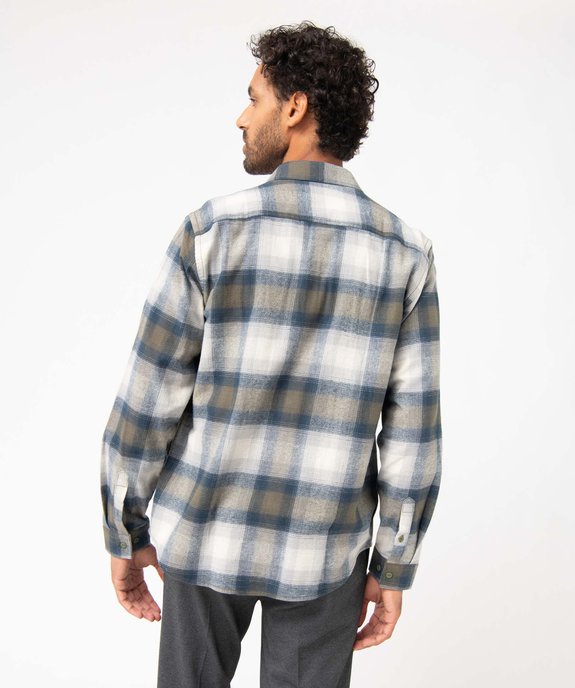 Chemise homme à carreaux aspect flanelle vue3 - GEMO (HOMME) - GEMO