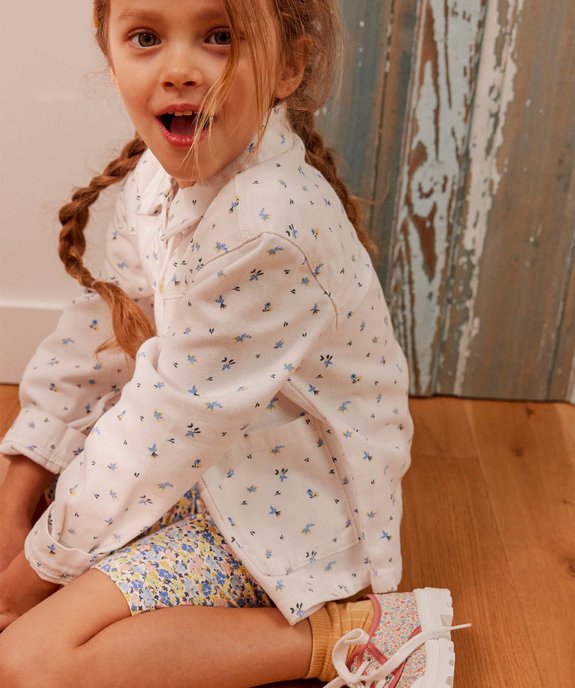 Veste fille en denim à motifs fleuris vue5 - GEMO 4G FILLE - GEMO