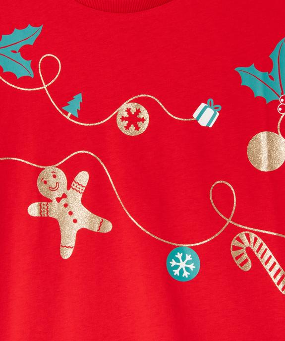 Tee-shirt à manches courtes coupe large spécial Noël fille vue2 - GEMO 4G FILLE - GEMO