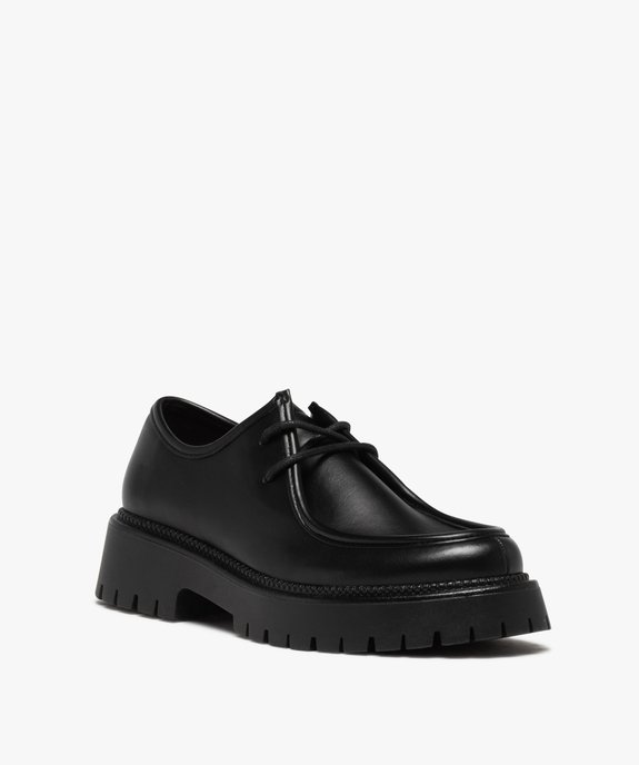 Derbies femme unis à semelle épaisse et crantée vue2 - GEMO (CASUAL) - GEMO