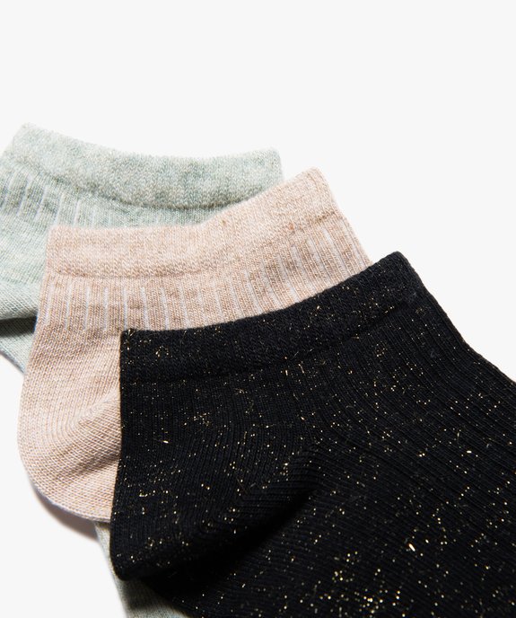 Chaussettes ultra courtes à côtes pailletées femme (lot de 3) vue2 - GEMO(HOMWR FEM) - GEMO